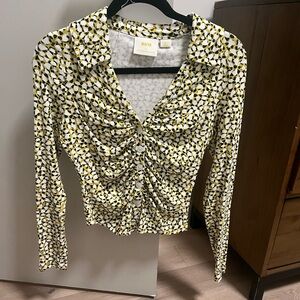 Anthropolgie Maeve Rouches long sleeve button down